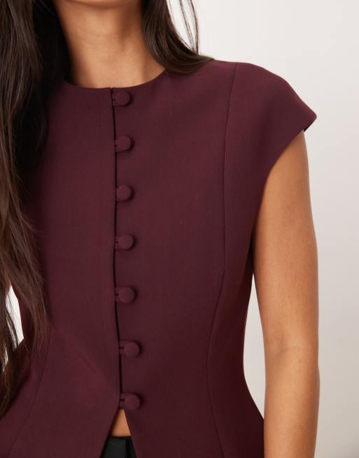 ASOS DESIGN - Blommefarvet habitvest med høj hals og afkortede ærmer, 2 af 4