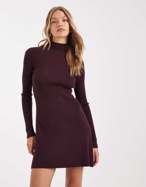 ASOS DESIGN - Blommefarvet minikjole i fin strik med ribdetaljer, 2 af 4