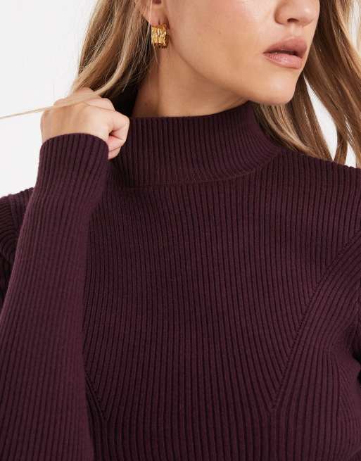 ASOS DESIGN - Blommefarvet minikjole i fin strik med ribdetaljer, 4 af 4