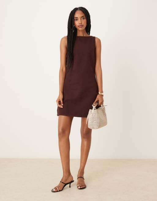 ASOS DESIGN - Blommefarvet shift-minikjole i denim, 2 af 4
