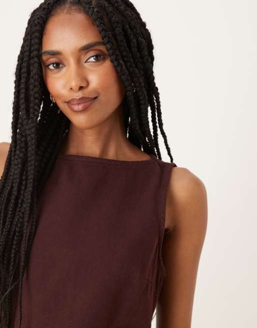 ASOS DESIGN - Blommefarvet shift-minikjole i denim, 3 af 4