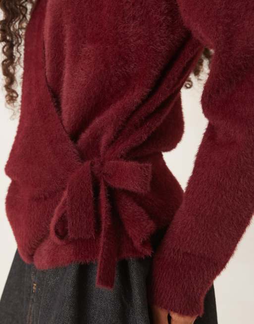 ASOS DESIGN - Blommefarvet slå-om-cardigan i vamset strik, 2 af 4