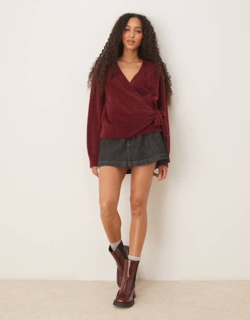 ASOS DESIGN - Blommefarvet slå-om-cardigan i vamset strik, 3 af 4