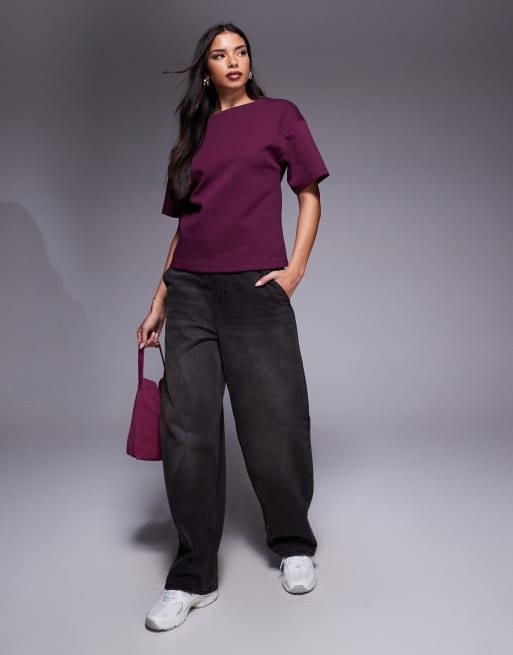 ASOS DESIGN - Blommefarvet tætsiddende top med halve ærmer og bådudskæring, 3 af 4
