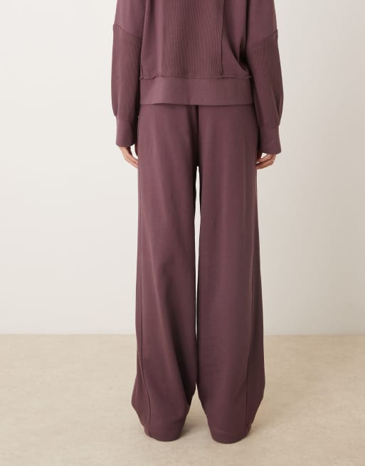 ASOS DESIGN - Blommelilla joggingbukser med barrel-ben og vaffelstrikkede paneldetaljer - Del af sæt, 2 af 5