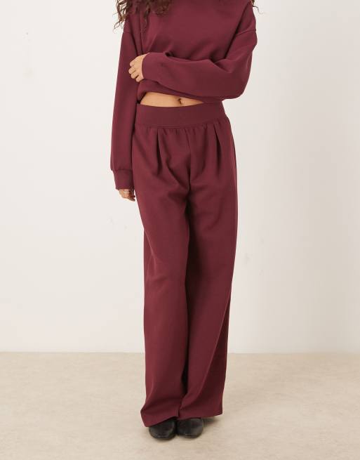 ASOS DESIGN - Blommelilla joggingbukser med brede ben samt interlock-sømme og bredt taljebånd, 3 af 5