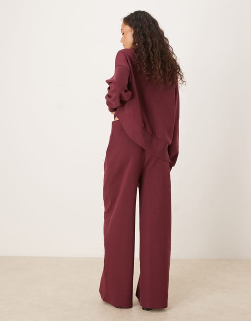 ASOS DESIGN - Blommelilla joggingbukser med brede ben samt interlock-sømme og bredt taljebånd, 5 af 5