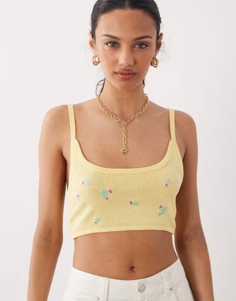 ASOS DESIGN – Blommig, broderad, stickad bralette, del av set - view 1
