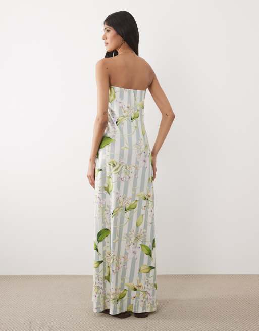 ASOS DESIGN – Blommig maxiklänning med bandeau-ringning, 4 av 4