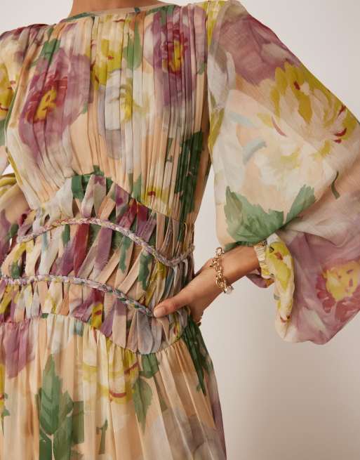 ASOS DESIGN – Blommig maxiklänning med makramé-midja, 3 av 4