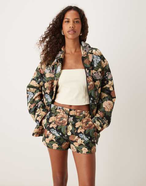 ASOS DESIGN – Blommigt jacquardvävda trosshorts, del av set - view 1