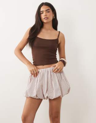 ASOS DESIGN bloomer shorts in pink and brown stripes