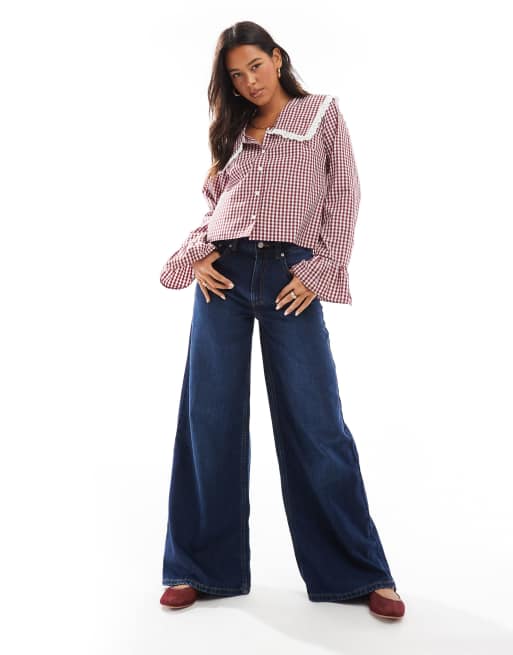 ASOS DESIGN - Blouse à col oversize à carreaux vichy - Rouge, 4 de 4