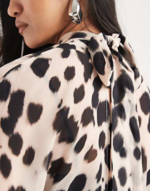 ASOS DESIGN - Blouse à imprimé animal avec col montant et manches chauve-sourisl, 2 de 4