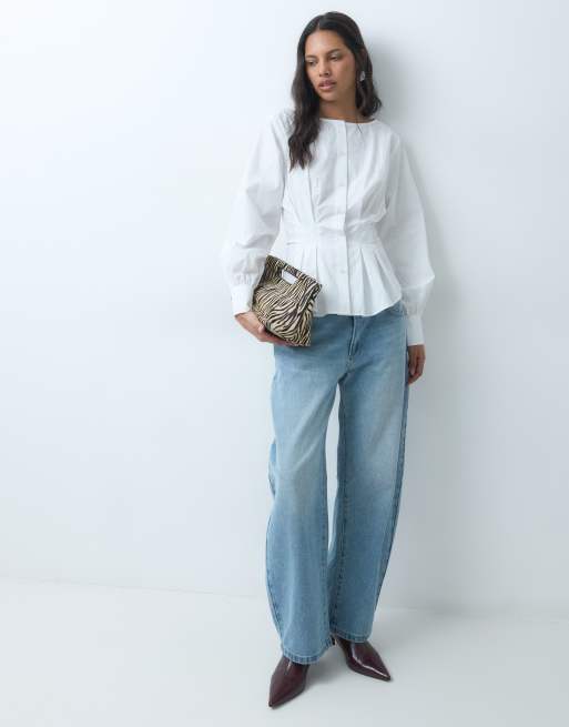 ASOS DESIGN blouse blanche à manches ballon, cintrée à la taille, 2 de 5