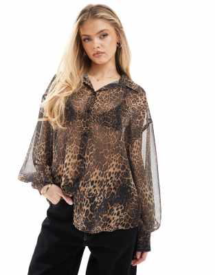 ASOS DESIGN - Blouse en mousseline - Imprimé léopard-Multicolore