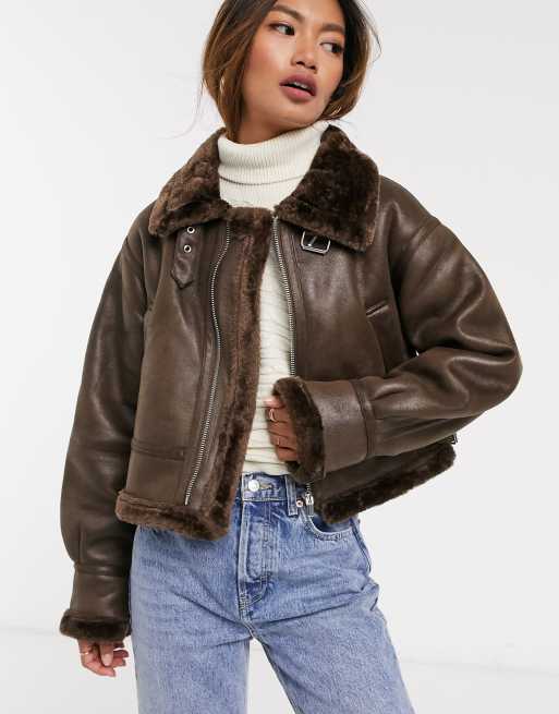 blouson aviateur femme marron