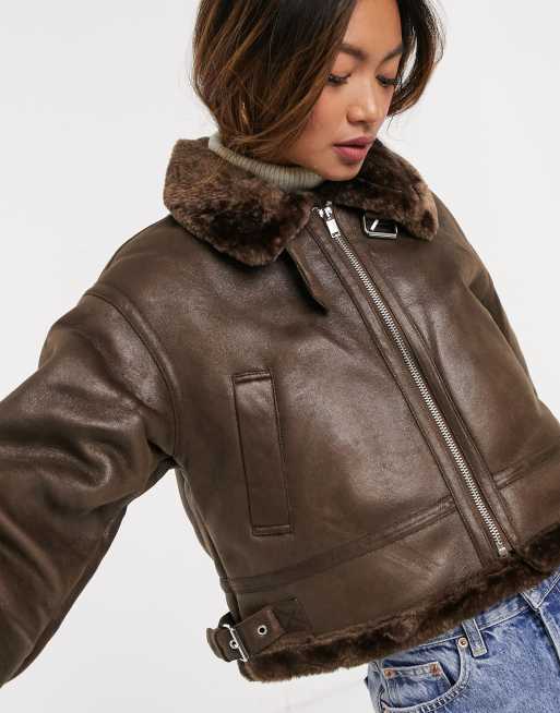 manteau aviateur marron