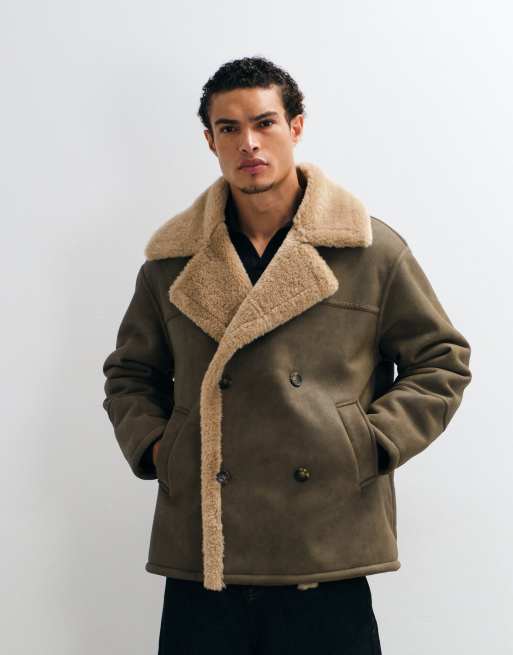 ASOS DESIGN blouson aviateur doublé borg marron clair, 2 de 5