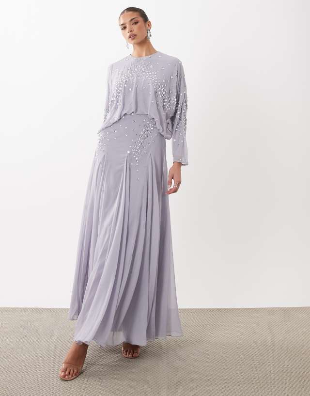 asos design blouson dress with chain strapping - Embellished Batwing Sleeve Maxi - Women - Polyester - 4 US Floral Detail Backless Dress Maxi dress collection: aw25_ww_augfav SIZE:10 making it perfect for