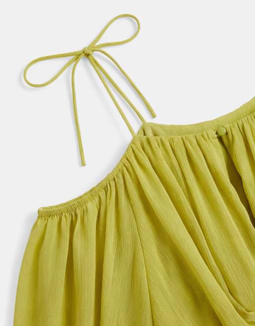 ASOS DESIGN blouson bodice maxi dress with split sleeves and volume godet skirt in olive green, 8 of 8