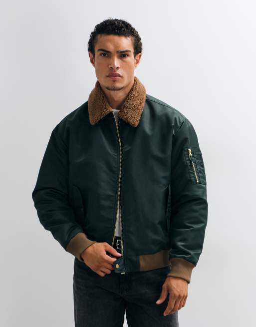 ASOS DESIGN blouson bomber à col contrastant vert, 2 de 5