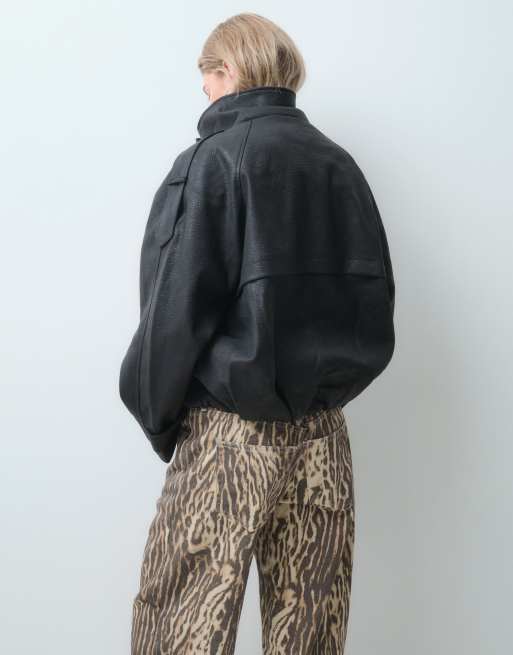 ASOS DESIGN blouson bomber asymétrique à col montant noir, 5 de 5