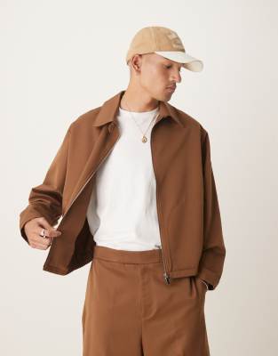 ASOS DESIGN - Blouson d'ensemble coupe oversize élégante - Marron - view 1