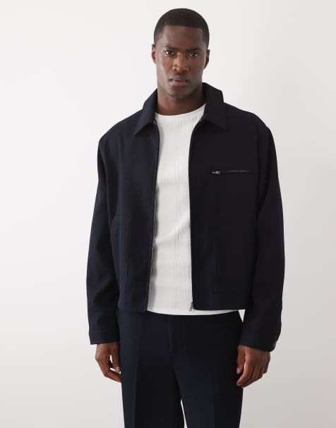 ASOS DESIGN - Blouson d'ensemble habillé à texture gaufrée - Bleu marine - view 1