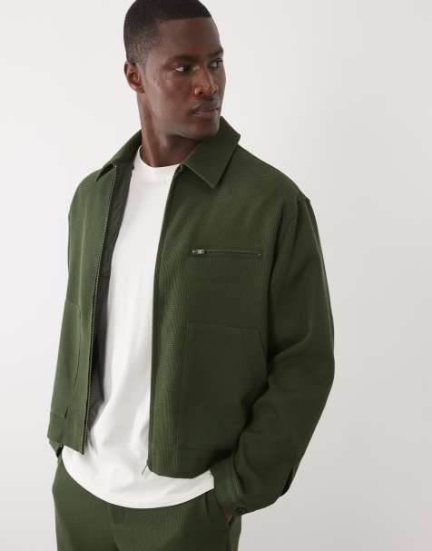 ASOS DESIGN - Blouson d'ensemble habillé à texture gaufrée - Olive - view 1