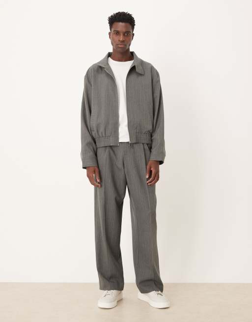 ASOS DESIGN - Blouson d'ensemble oversize et élégant à fines rayures - Anthracite, 2 de 5