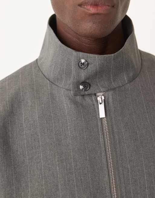 ASOS DESIGN - Blouson d'ensemble oversize et élégant à fines rayures - Anthracite, 4 de 5