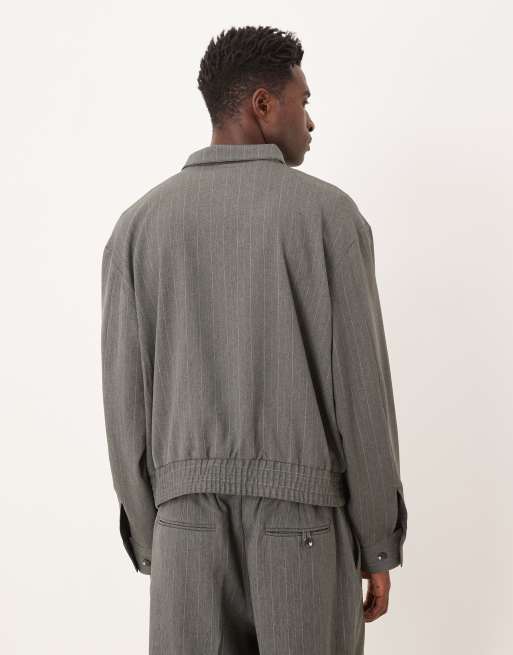 ASOS DESIGN - Blouson d'ensemble oversize et élégant à fines rayures - Anthracite, 5 de 5