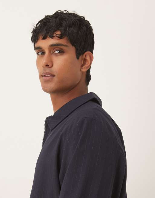 ASOS DESIGN blouson dressy jacket in navy pinstripe - part of a set, 4 of 5