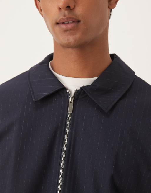 ASOS DESIGN blouson dressy jacket in navy pinstripe - part of a set, 5 of 5