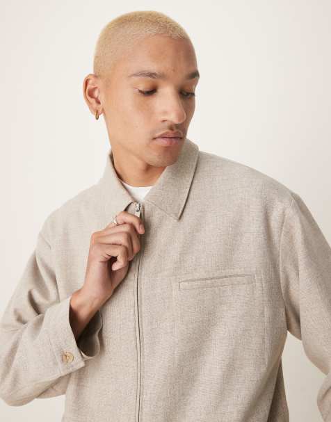 ASOS DESIGN blouson dressy jacket in stone texture slub - part of a set - view 1