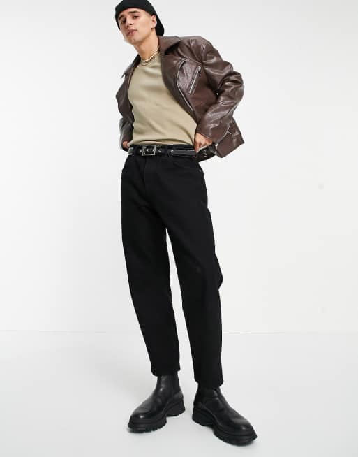 ASOS DESIGN - Blouson en similicuir style motard - Marron, 4 de 4
