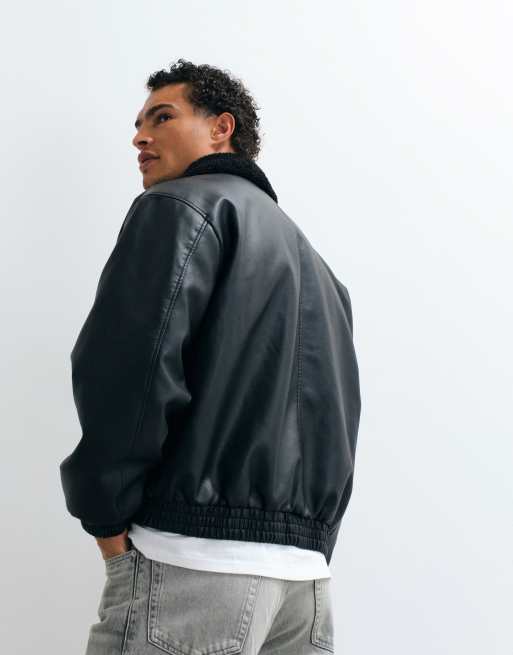 ASOS DESIGN blouson flight en imitation cuir noir, 3 de 5
