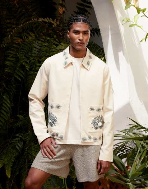 ASOS DESIGN - Blouson Harrington à broderies - Écru - view 1