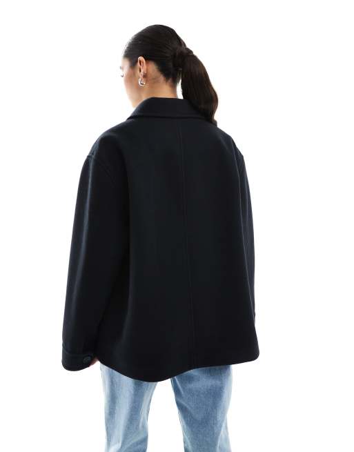 ASOS DESIGN top collar harrington in navy