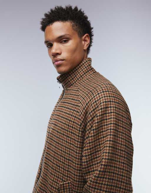 ASOS DESIGN - Blouson Harrington aspect laine à carreaux - Marron, 4 de 5