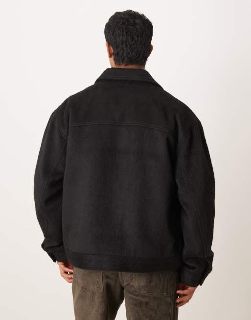 ASOS DESIGN - Blouson Harrington aspect laine brossée - Marron, 3 de 5