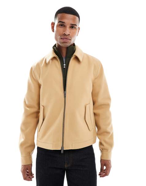 ASOS DESIGN - Blouson Harrington aspect laine - Camel - view 1