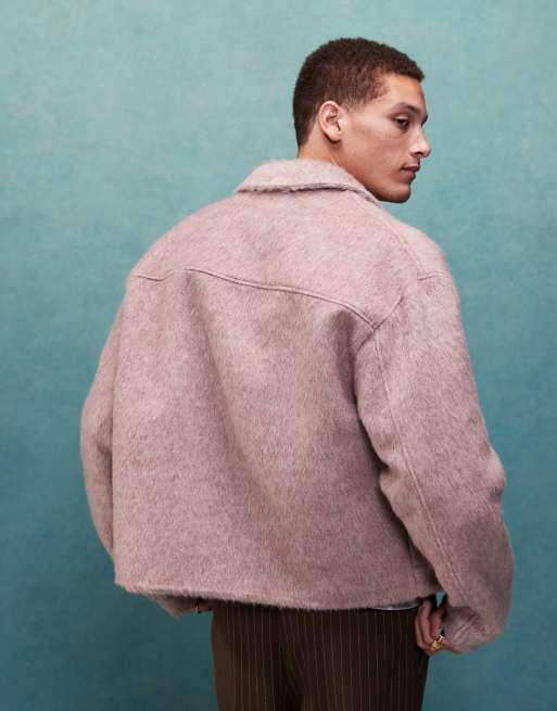 ASOS DESIGN - Blouson Harrington aspect laine - Rose, 4 de 4