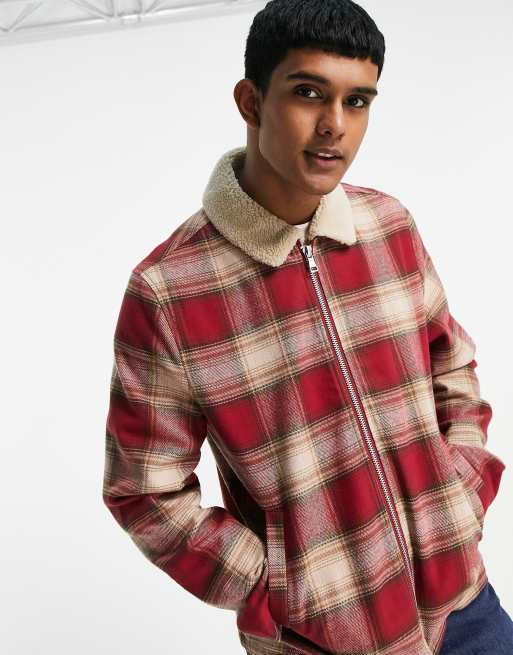 Col Mouton Veste Carreaux Rouge Et Noir ASOS DESIGN Blouson