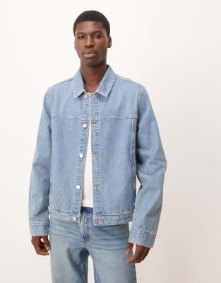 ASOS DESIGN - Blouson Harrington - Bleu denim délavé clair légèrement teinté de vert