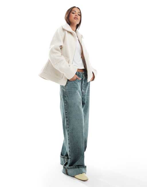 ASOS DESIGN - Blouson Harrington confortable à poches - Crème, 2 de 4