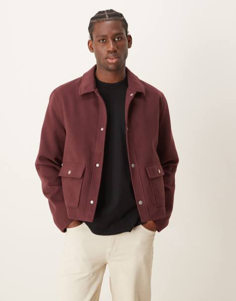ASOS DESIGN - Blouson Harrington court aspect laine - Bordeaux - view 1