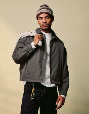 ASOS DESIGN - Blouson Harrington court oversize semi-épais - Marron