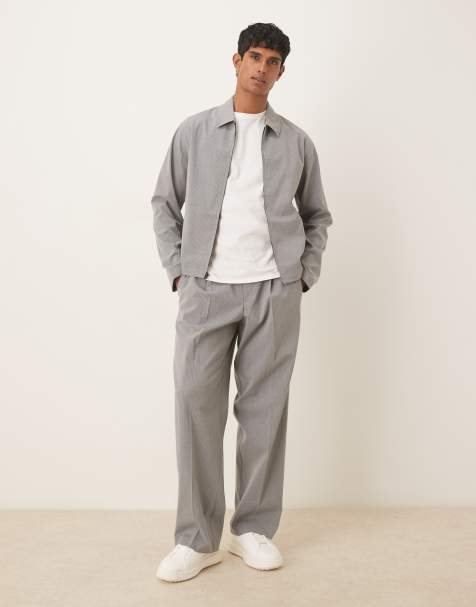 ASOS DESIGN - Blouson Harrington d'ensemble court et élégant à fines rayures - Gris - view 1